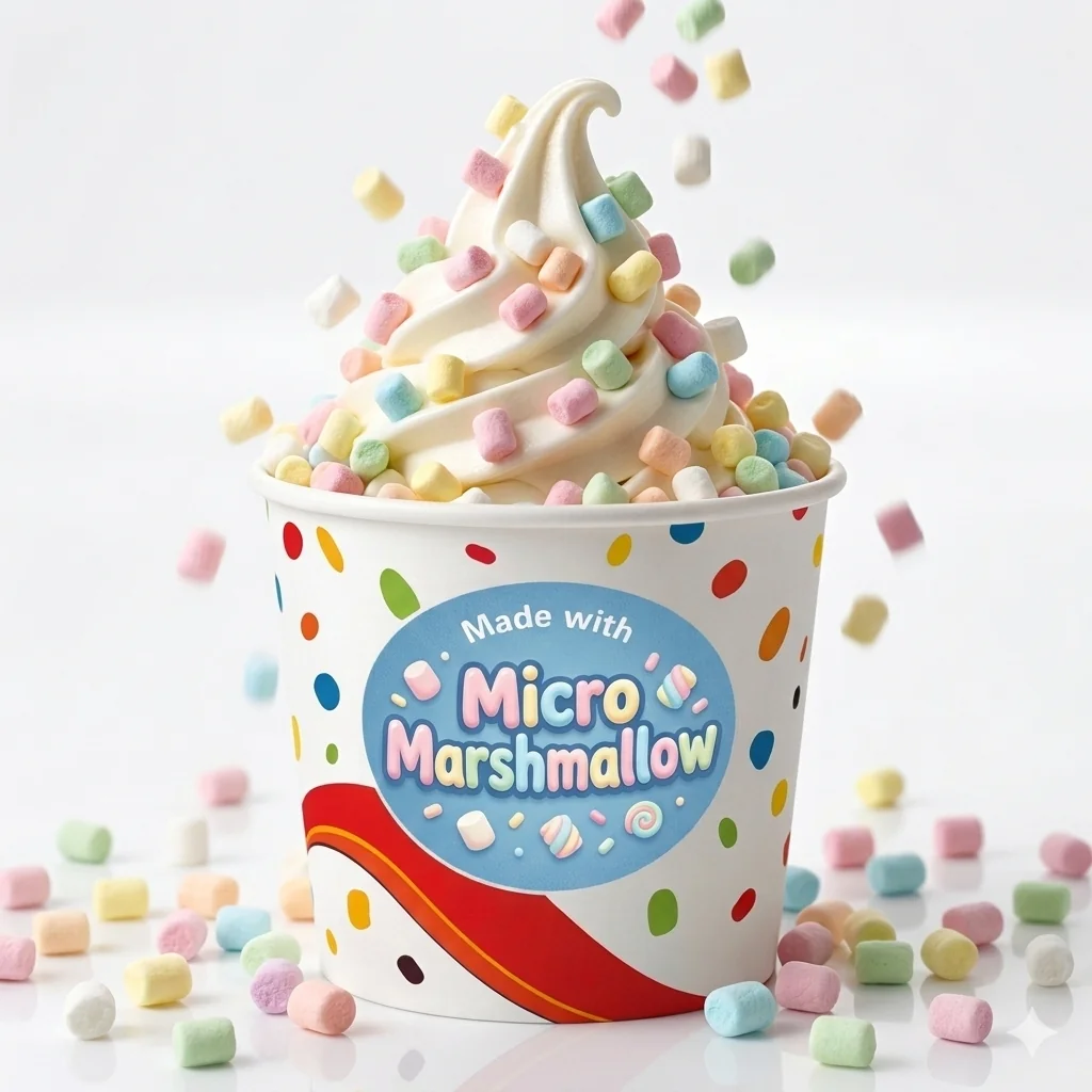 Mini Marshmallow waniliowe 6 kolorów 1 kg Mini Marshmallow waniliowe 6 kolorów 1 kg. Mini marshmallow Micro Mallow w 6 kolorach. Małe pianki o średnicy 2 do 3 mm i masie około 0,09 g, smak waniliowy. Kolory: biały, żółty, pomarańczowy, różowy, zielony, niebieski. Pakowanie 1 kg. Idealne jako dodatek do lodów, deserów, czekolady na gorąco, koktajli i wypieków. Uwaga, produkt zawiera żelatynę pochodzenia wieprzowego, NIE nadaje się dla wegan i wegetarian niejedzących żelatyny.